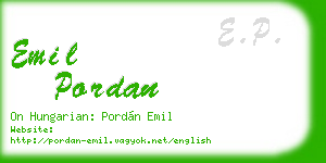 emil pordan business card